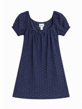 Robbie Bee Navy Eyelet Dress Boho Babydoll 16W Plus Sz.